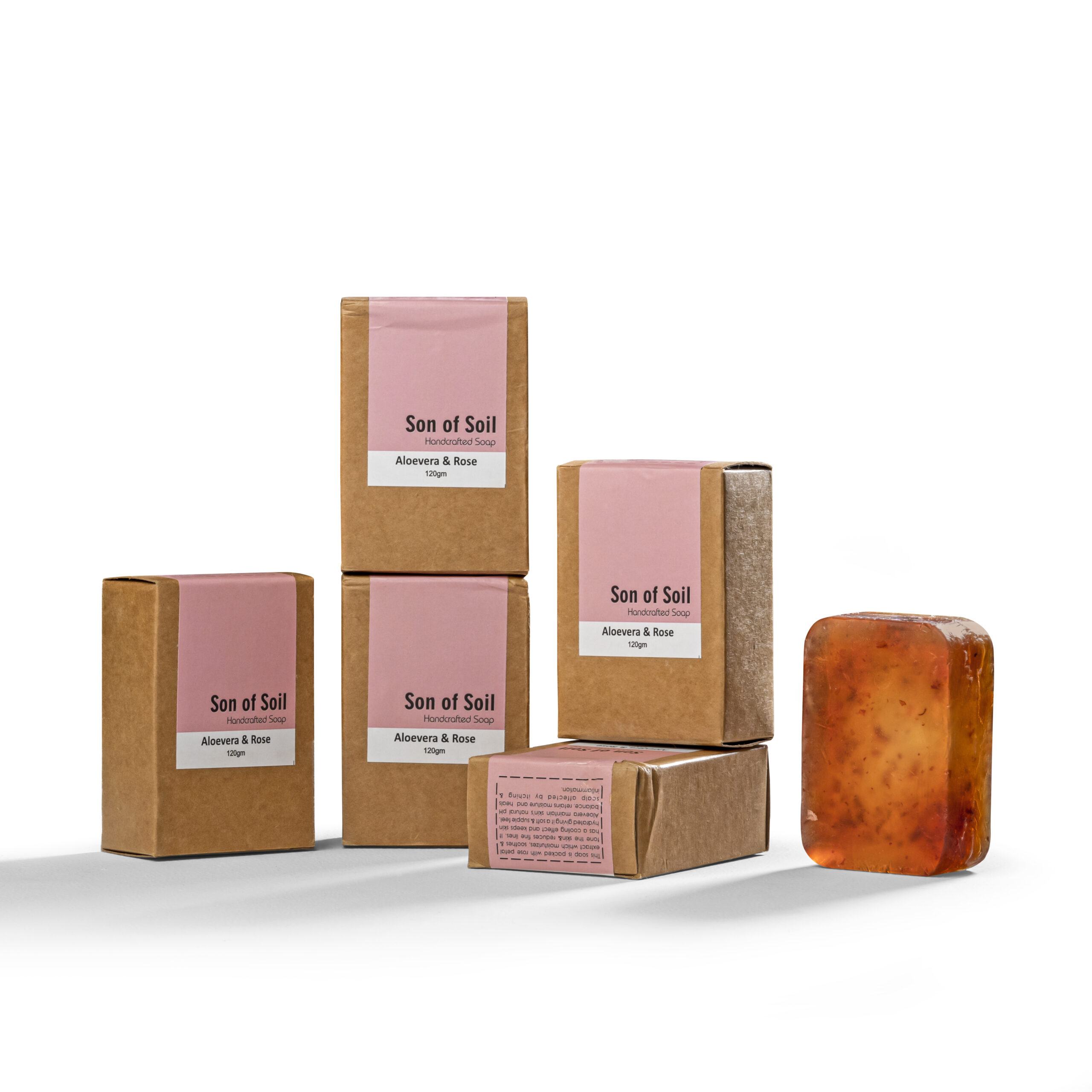 Aloevera and Rose Handcrafted Soaps | Pack of 5 - Image 2