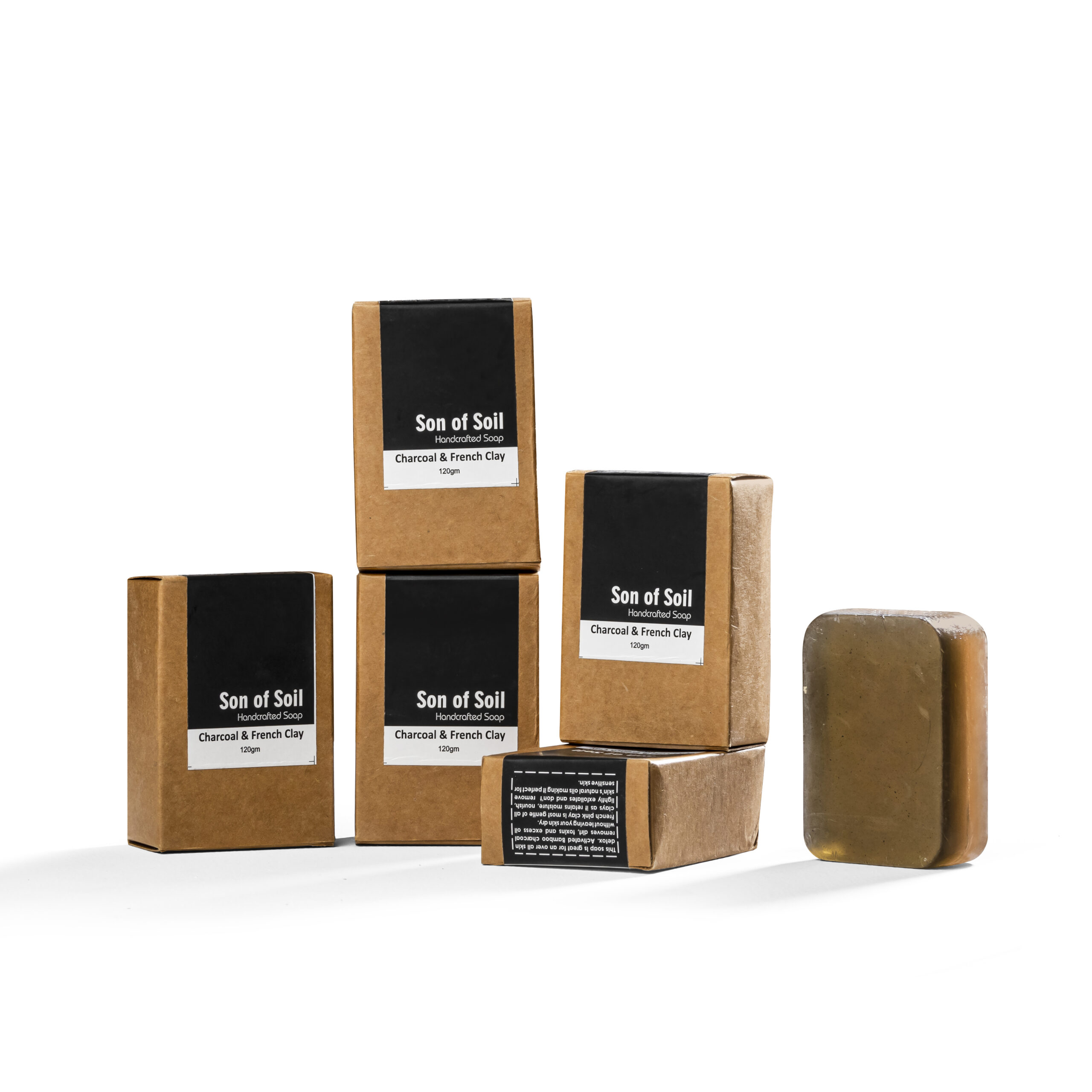 Charcoal & French Clay Handcrafted Soaps | Pack of 5 - Image 2