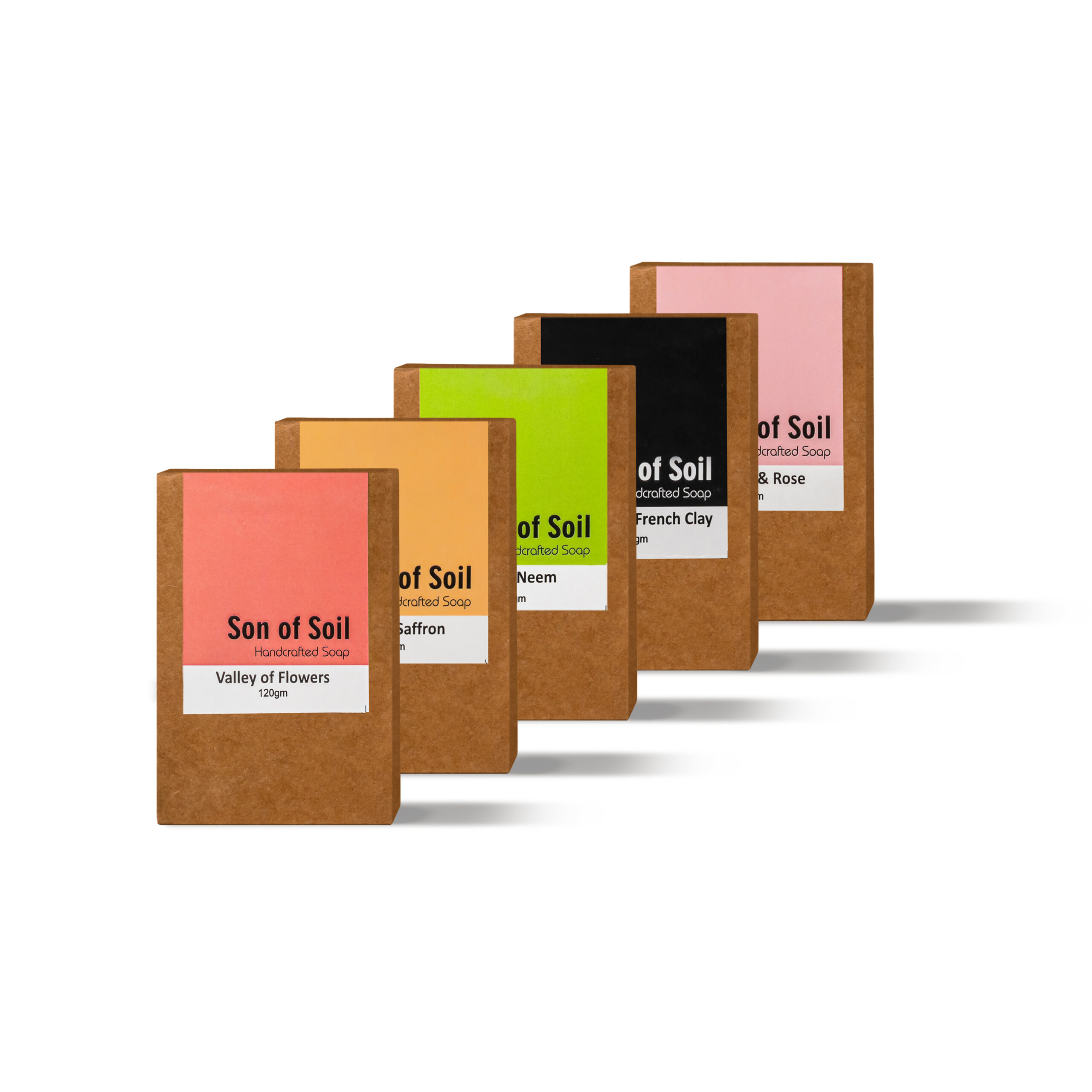 SON OF SOIL All in One Handcrafted Soaps Collection - Natural | No Colours | No Parabens - 120 gm Each (Pack of 5) - Image 2